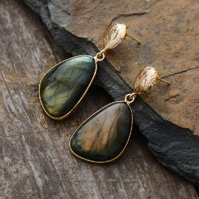 Ladies rings handmade crafts-Handmade Labradorite Earrings