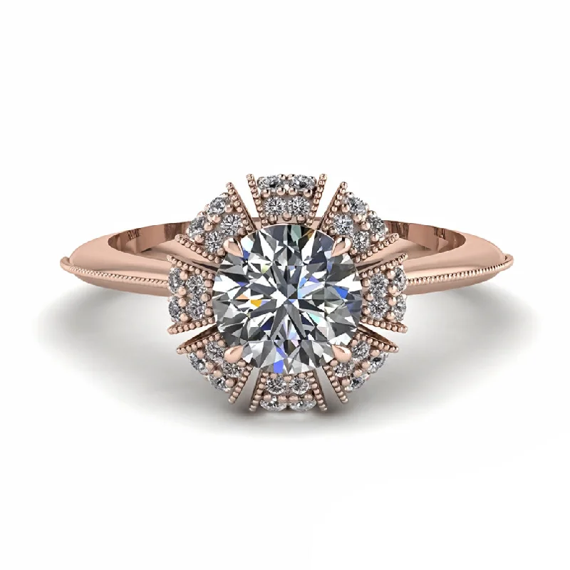 Ladies engagement rings e-commerce sites-Diamond Crown Halo Engagement Ring - Annie No. 2