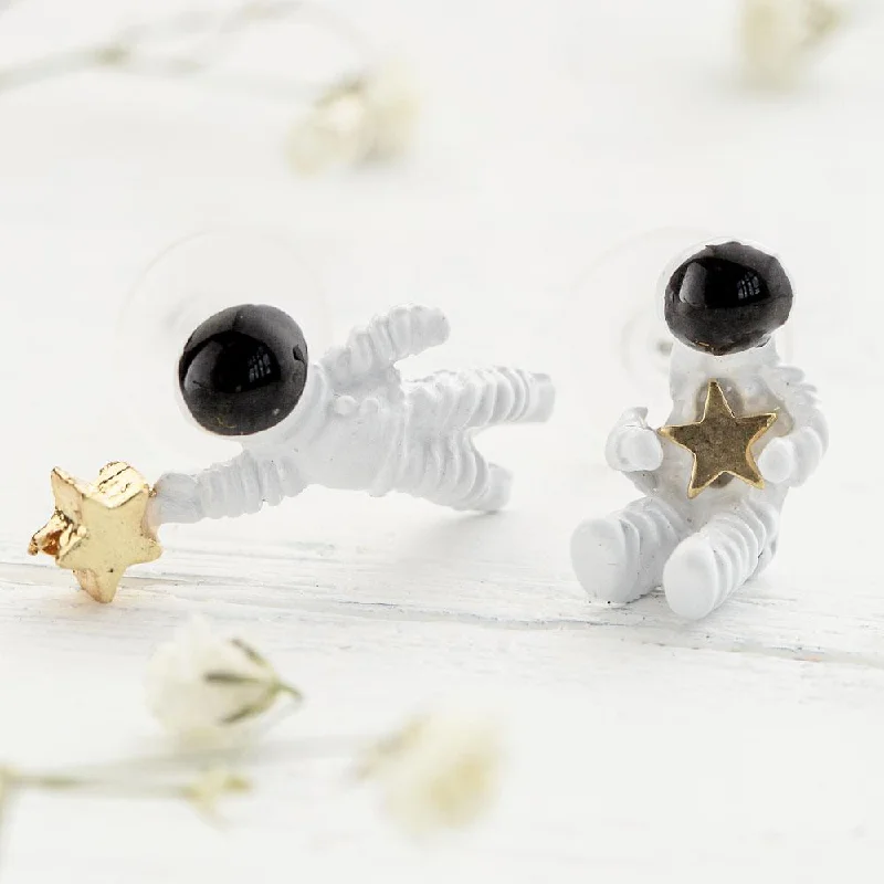 Ladies rings minimalist appeal-Space Astronaut Earrings