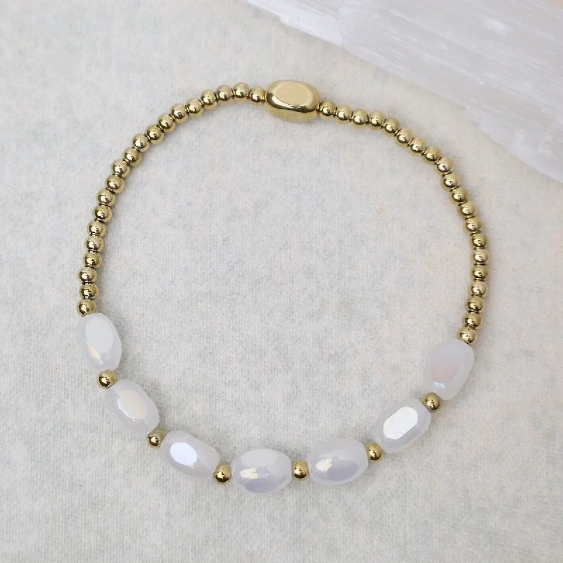 Ladies bracelets buying advice-Meet Me Half Way Pop Of Color Bracelet in White Cap & Gold