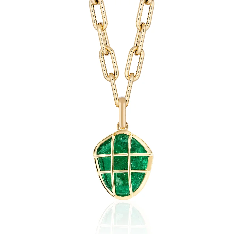 Emerald Cage Pendant Necklace