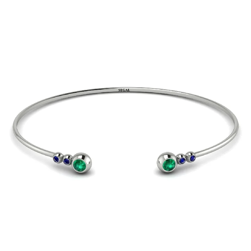 Ladies bracelets pure silver-Geometric Bezel Emerald Bracelet - Josie No. 66