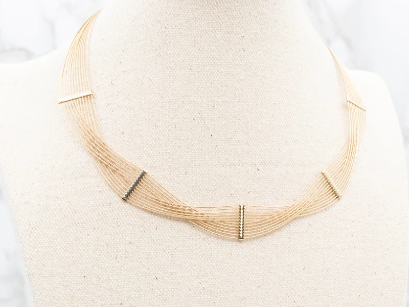 Woven 14-Karat Gold Collar Necklace