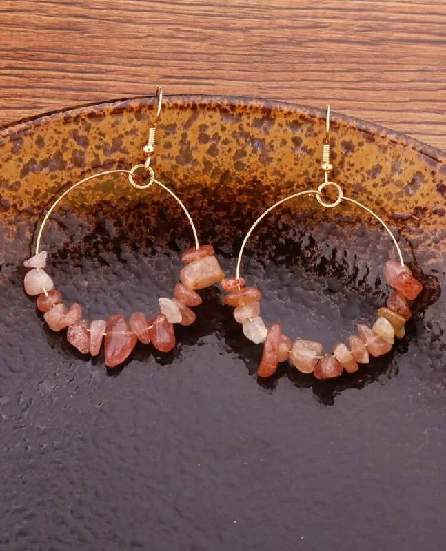 Ladies rings ethnic patterns-Dusty Pink Stone Drop Earrings