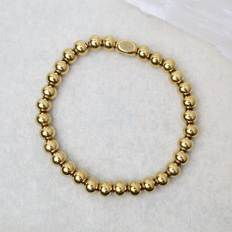 Ladies bracelets party glamour-6mm Plain Ball Bracelet in Gold Plated Stainless Steel