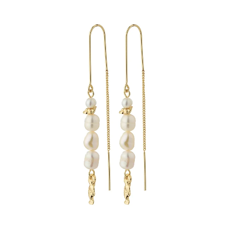 Ladies rings titanium options-Berthe Gold Plated Pull Through Pearl Earrings