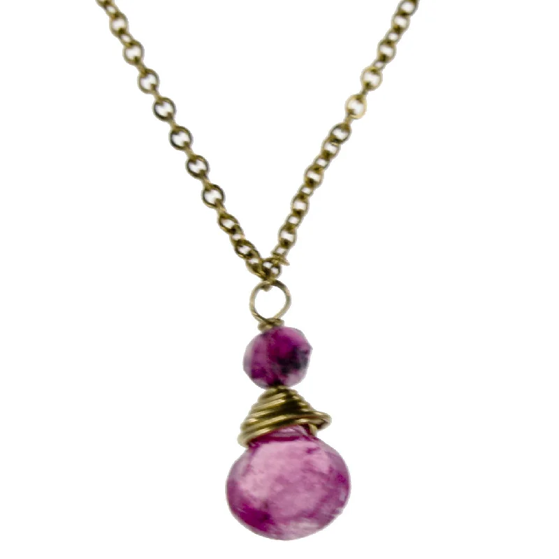 Pink Tourmaline One Drop Necklace