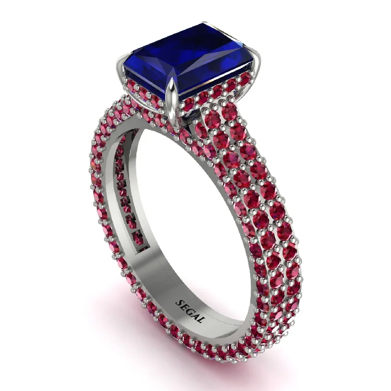 Ladies engagement rings European charm-Radiant Cut Sapphire Pave Engagement Ring - Kenzie No. 60