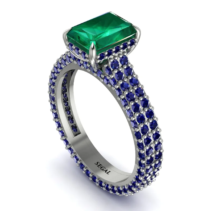 Ladies engagement rings global brands-Radiant Cut Emerald Pave Engagement Ring - Kenzie No. 66