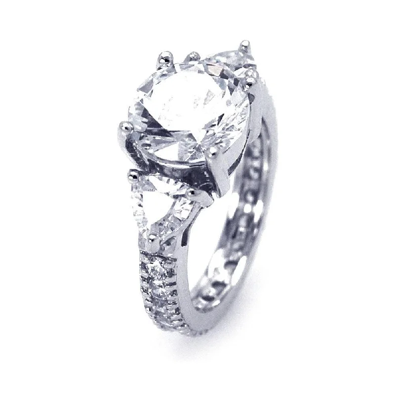 Ladies rings gold-plated-Silver 925 Rhodium Plated CZ Past Present Future Ring - STR00530