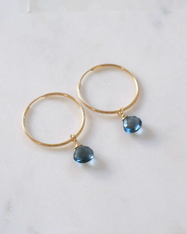 Ladies rings collectible items-London Blue Topaz Hoop Earrings