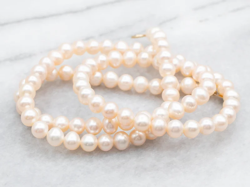 Pink Freshwater Pearl Strand Necklace with Spring Ring Clasp