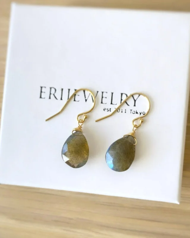 Ladies rings sale offers-Labradorite Simple Drop Earrings