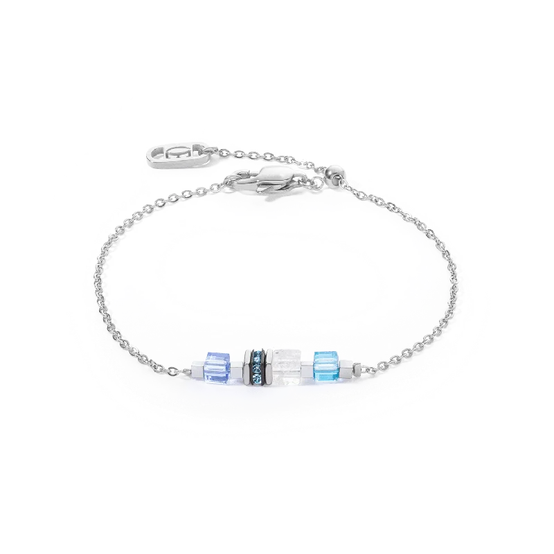 Ladies bracelets cuff looks-Silver Blue Mini Cubes Bracelet