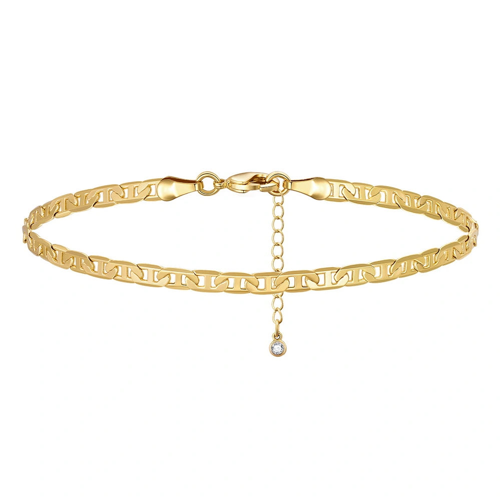 Ladies bracelets European styles-Dainty 14k Gold Adjustable Ankle Bracelets- Stud