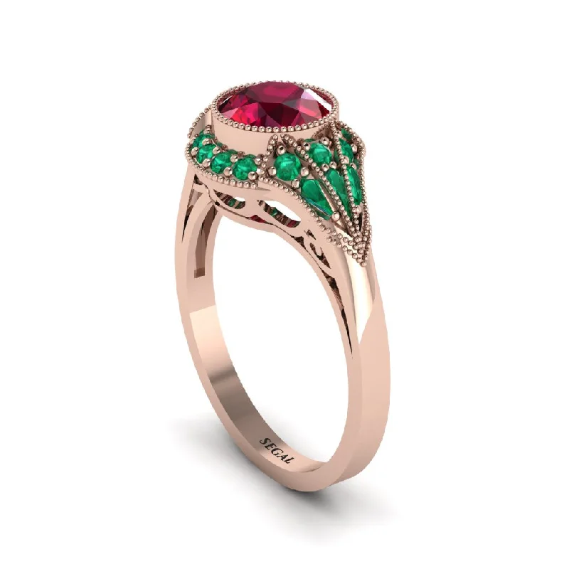 Ladies engagement rings price options-Emerald Vintage-Inspired Besel Engagement Ring - Makenzie No. 26