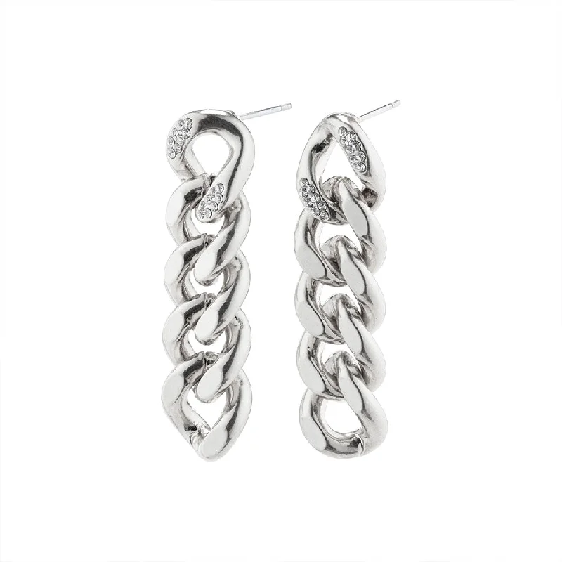 Ladies rings couple sets-Cecilia Silver Plated Crystal Earrings