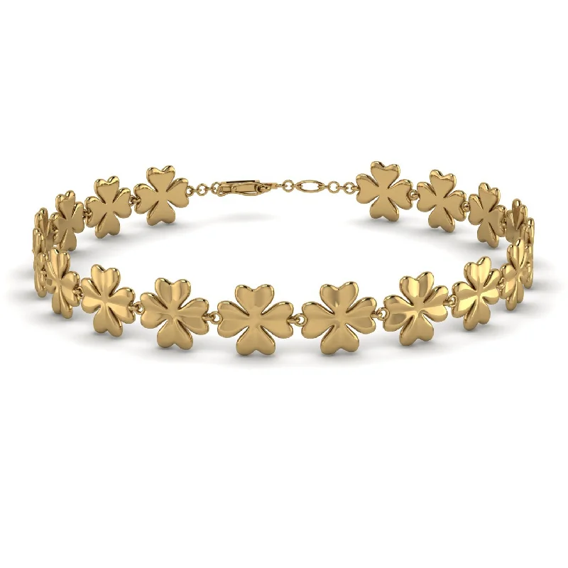 Ladies bracelets celebrity styles-Flower Gold Bracelet - Simone No. 1