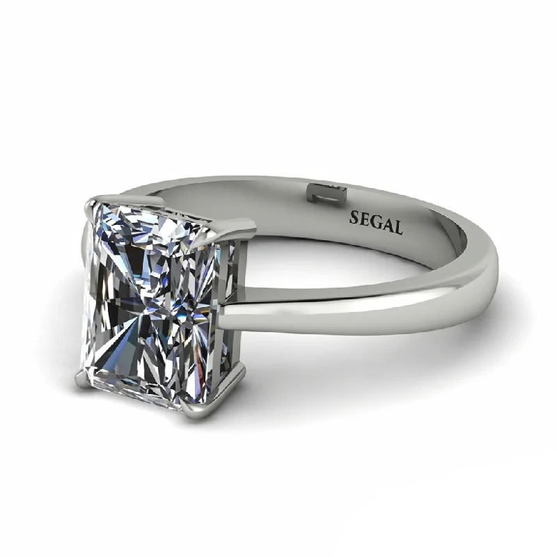 Ladies engagement rings silver tones-Emerald Cut Diamond 14K Gold Engagement Ring - Heidi No. 3