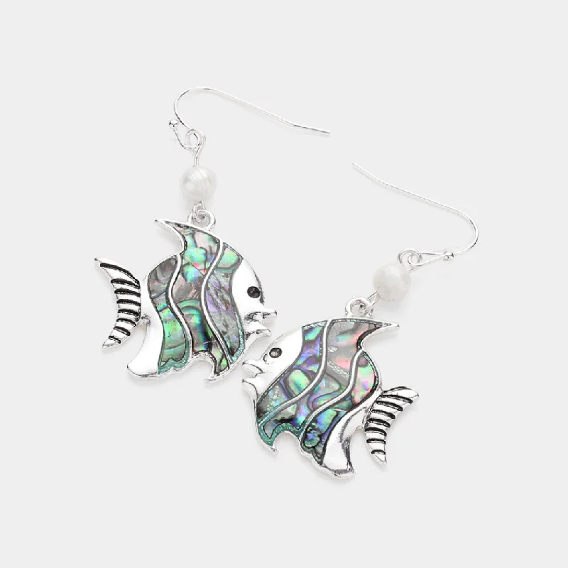 Ladies rings pearl accents-Ocean Abalone Earrings