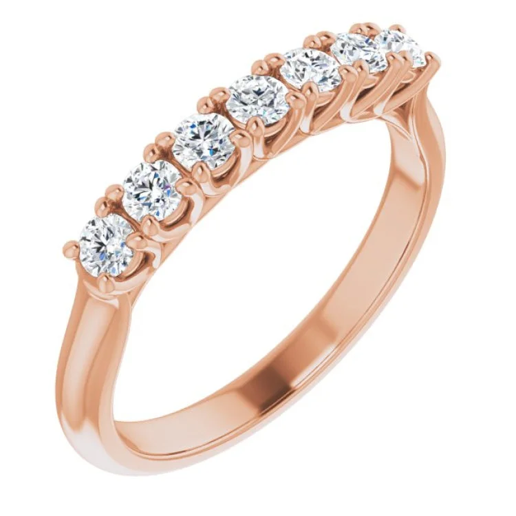 Ladies rings floral designs-14K Rose 3/8 CTW Natural Diamond Seven-Stone Anniversary Band