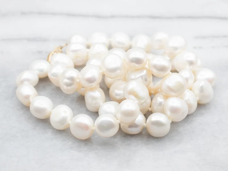 Yellow Gold Freshwater Pearl Necklace