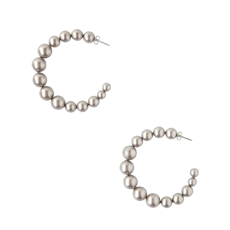 Ladies rings age suitability-Multi Pearl Hoop Earrings - Platinum