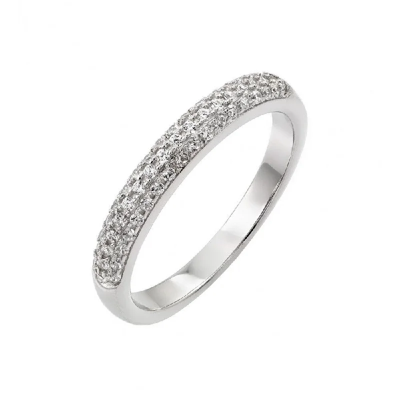 Ladies rings group styles-Silver 925 Rhodium Plated Micro Pave CZ Ring - STR00948