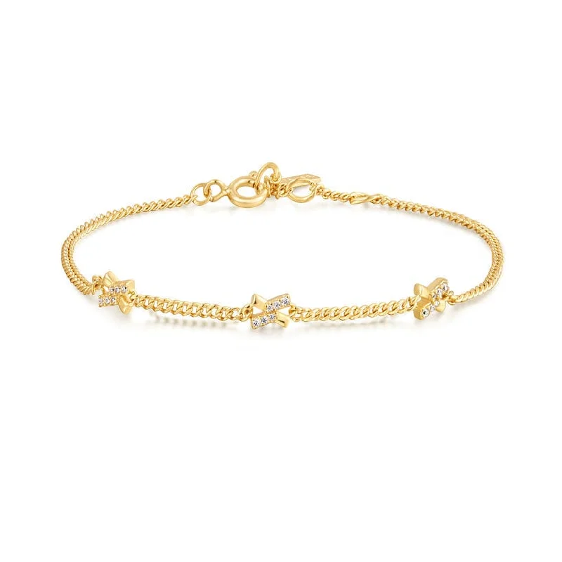 Ladies bracelets European styles-Gold Cross Station Bracelet