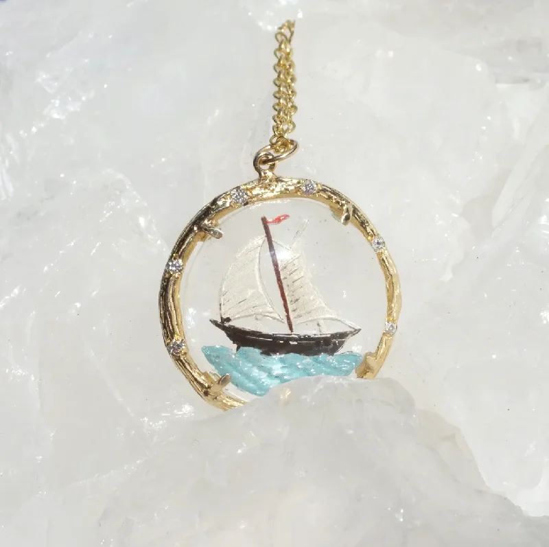 Crystal Sailboat Necklace