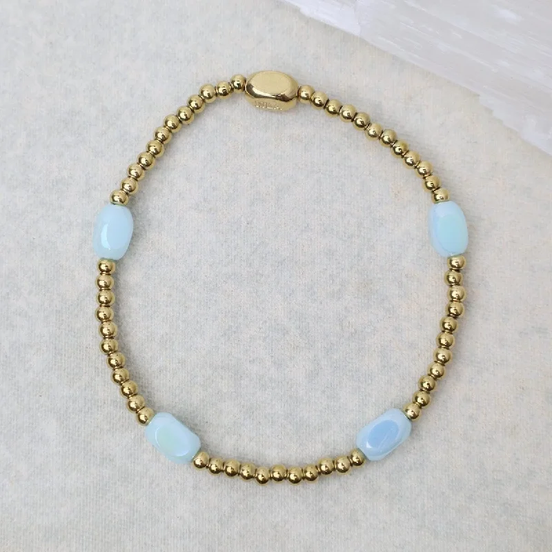 Ladies bracelets care tips-Here & There Pop Of Color Bracelet in Blue Sky & Gold