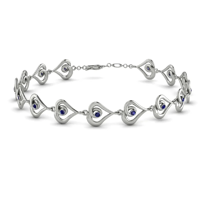 Ladies bracelets care tips-Heart Sapphire Bracelet - Martha No. 15