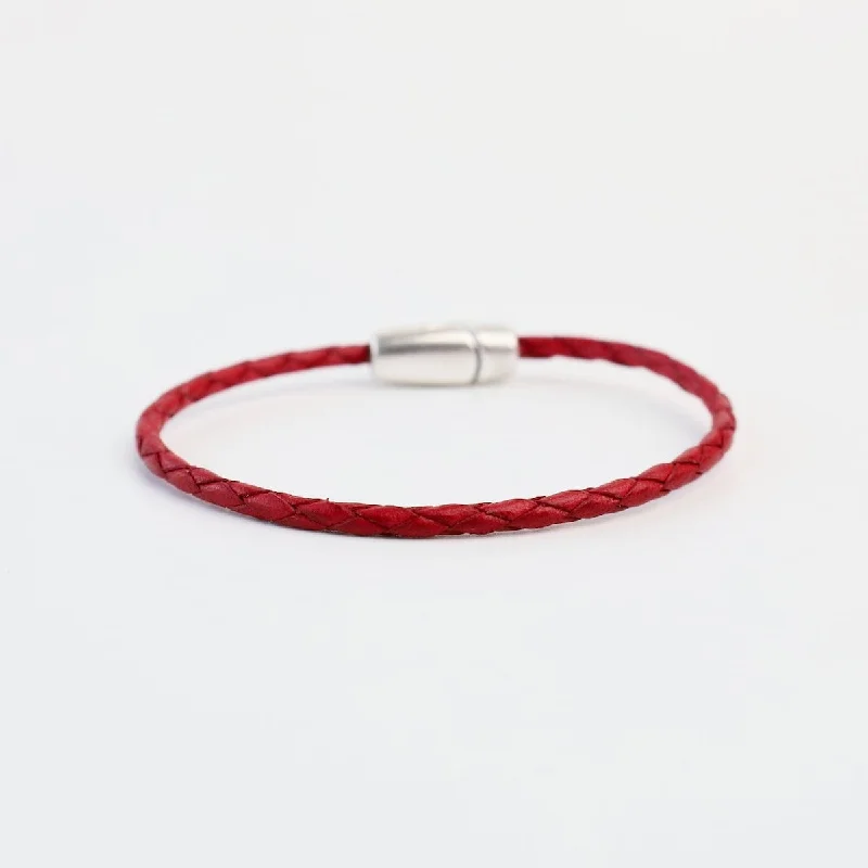 Ladies bracelets top brands-Zoe Braided Red Leather Bracelet