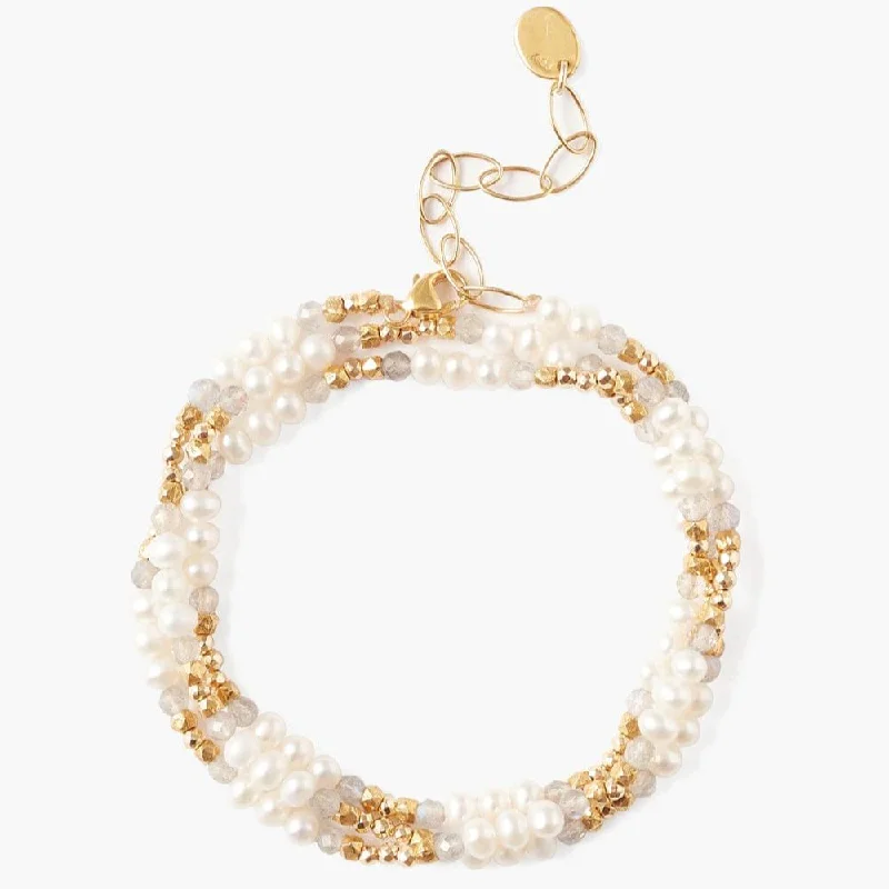 Ladies bracelets price options-Antica Triple Naked Wrap Bracelet in White Pearl