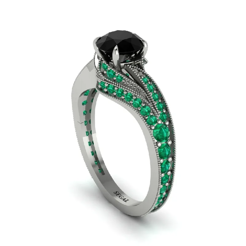 Ladies engagement rings 2025 trends-Emerald 14K Gold Pave Engagement Ring - Magnolia No. 24