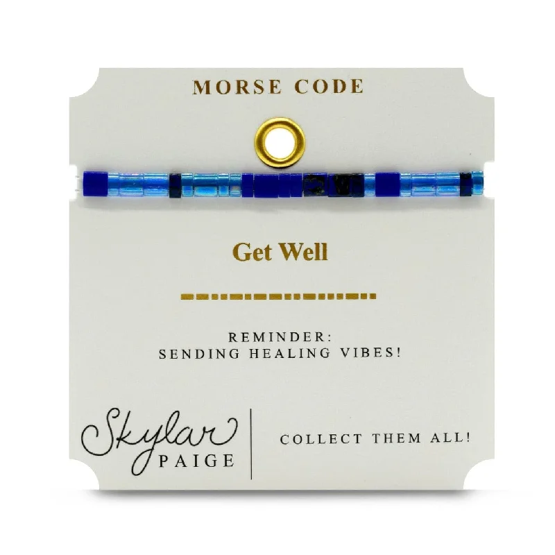 Ladies bracelets viral picks-Get Well - Morse Code Tila Beaded Bracelet