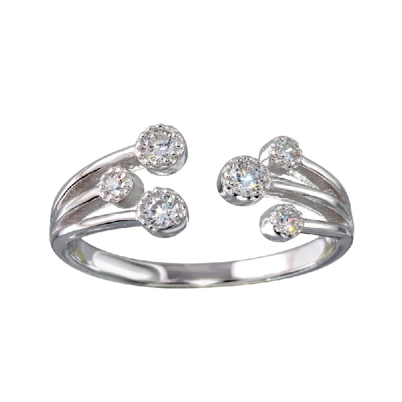 Ladies rings popular brands-Rhodium Plated 925 Sterling Silver Open CZ Ring - BGR01150