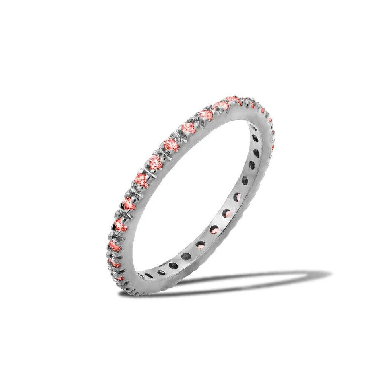 Ladies rings subtle luxury-Rhodium Plated 925 Sterling Silver Plated Birthstone Inlay Eternity Ring July - BGR00339JUL