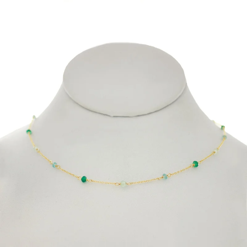 Seafoam Green - Green Onyx, Topaz, Chrysoprase Between Chain Necklace