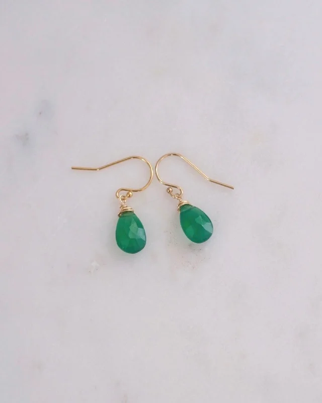 Ladies rings customer reviews-Green Onyx Simple Earrings