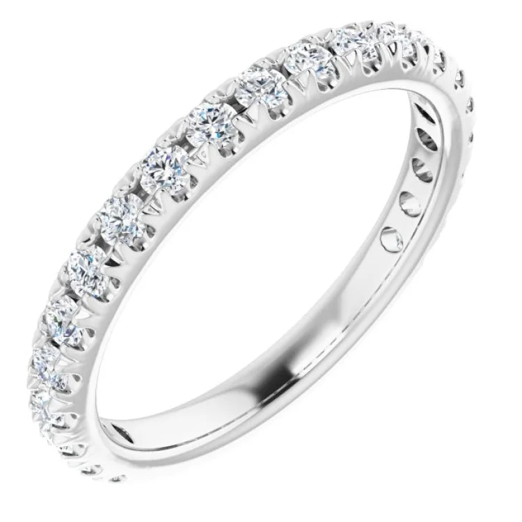 Ladies rings pure silver-14K White 5/8 CTW Natural Diamond French-Set Anniversary Band