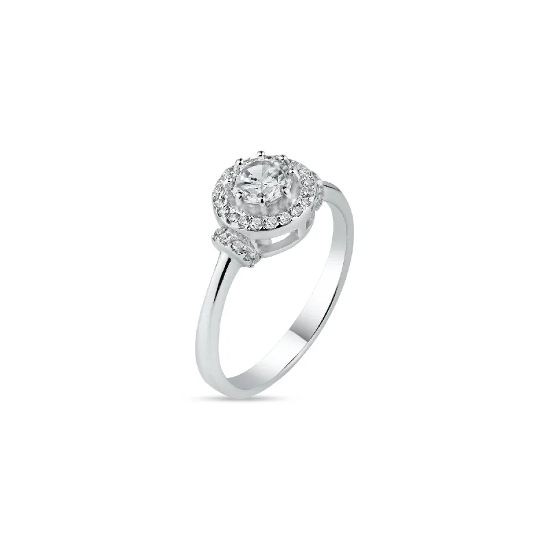 Ladies rings limited editions-Silver 925 Rhodium Plated Cluster Ring - BGR00897