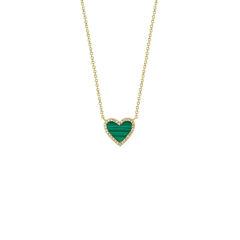 18" Malachite & Diamond Stationary Pendant Necklace