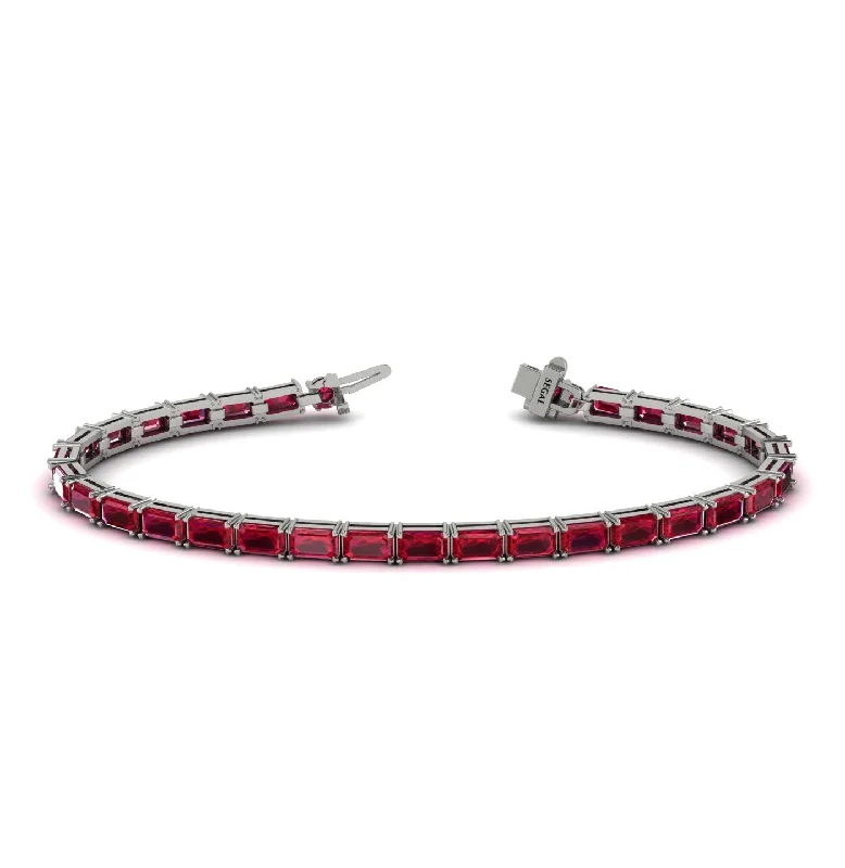 Ladies bracelets one-of-a-kind-Emerald Cut Ruby Tennis Bracelet - Rachel No. 12