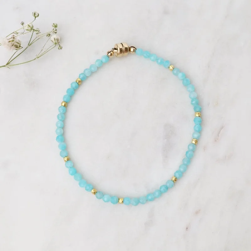 Ladies bracelets cute accents-Single Strand Amazonite Magnetic Bracelet