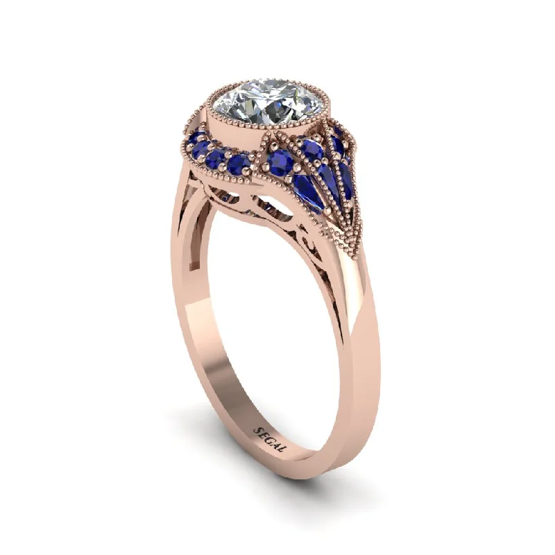 Ladies engagement rings conflict-free-Sapphire Vintage-Inspired Besel Engagement Ring - Makenzie No. 62