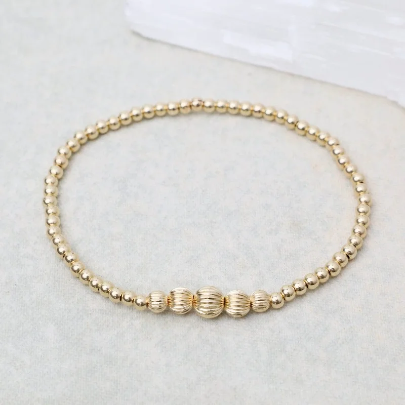 Ladies bracelets memory keepsakes-Victoria Gold Filled Bead Bracelet