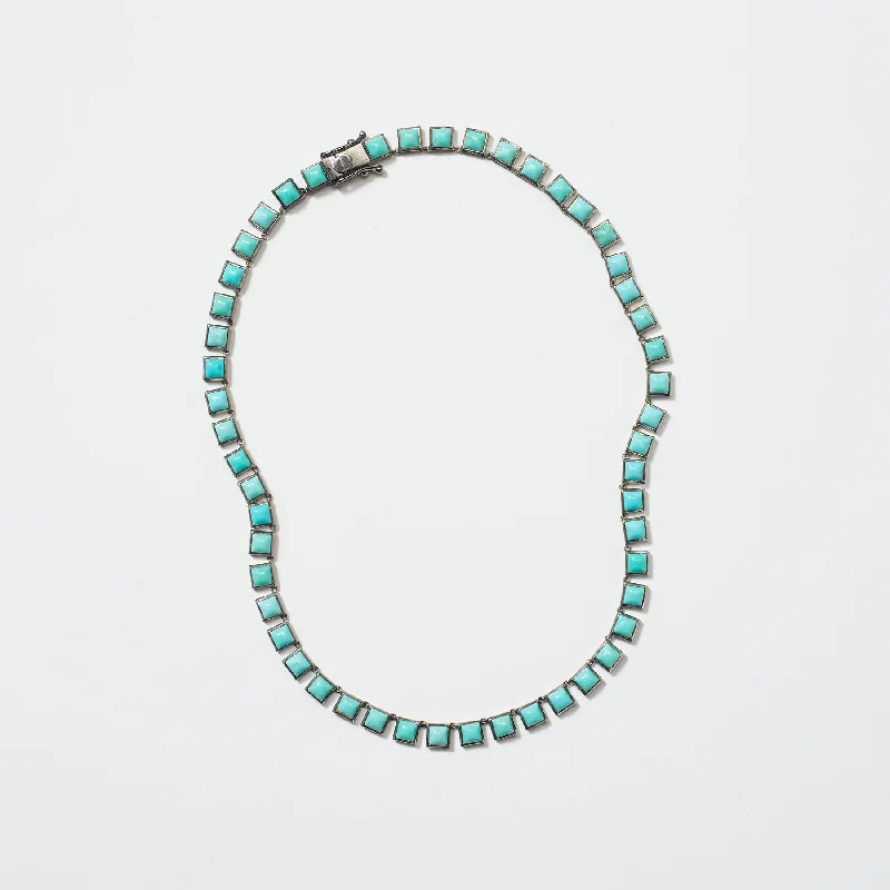 Small Turquoise Tile Rivière Necklace