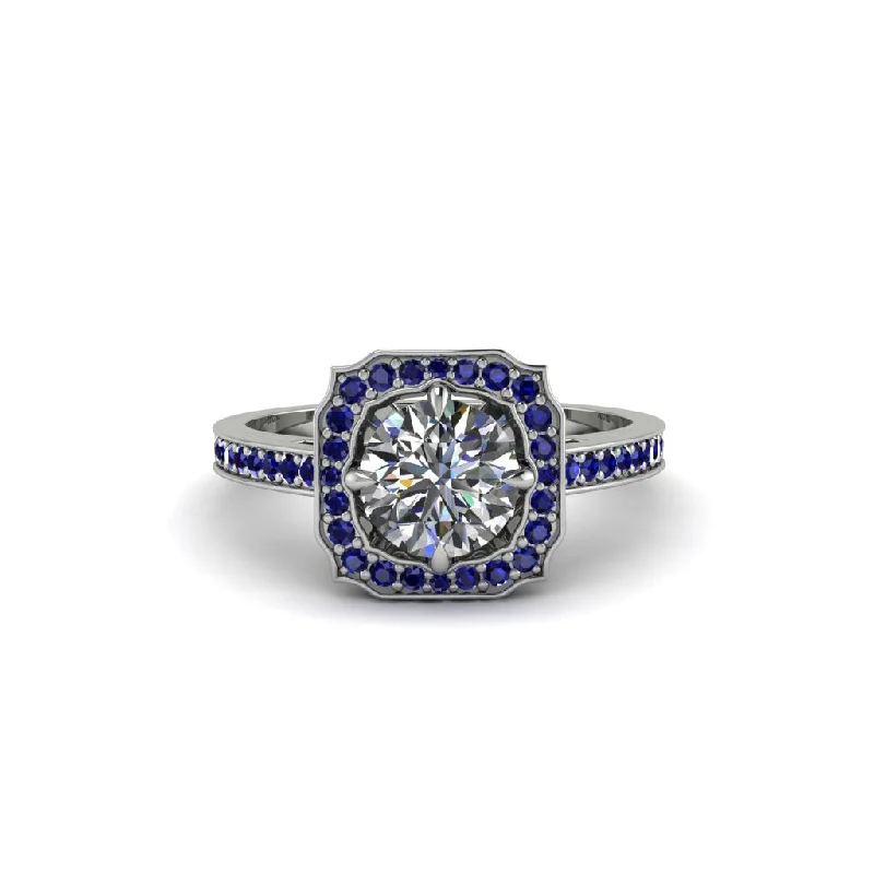 Ladies engagement rings financing options-Diamond Cathedral Halo Engagement Ring - Luciana No. 63