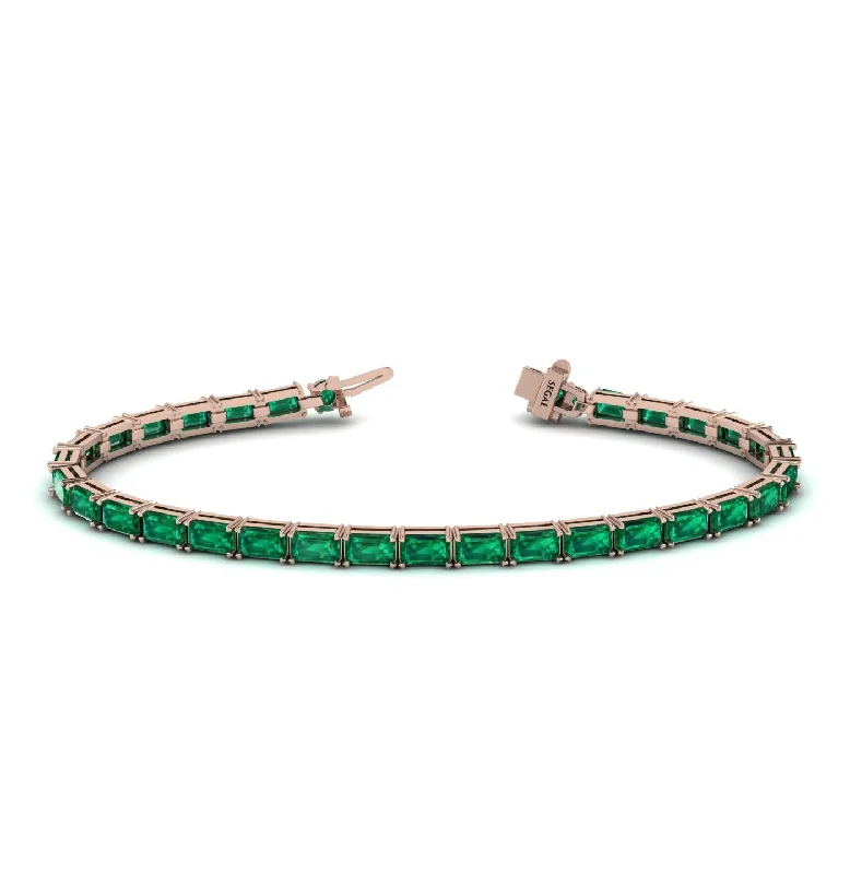 Ladies bracelets titanium options-Emerald Cut Emerald Tennis Bracelet - Rachel No. 5